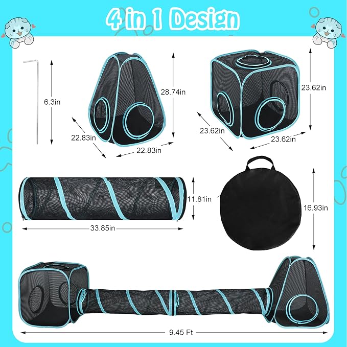 BWOGUE Outdoor Cat Enclosures for Indoor Cats, 4 in 1 Outdoor Cat Tent - Image 3