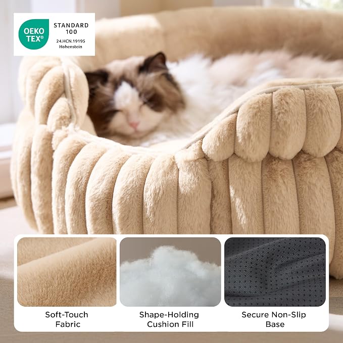 Bedsure ComfyFleece™ Small Cat Bed, Washable Round Cute Pet Beds - Image 3
