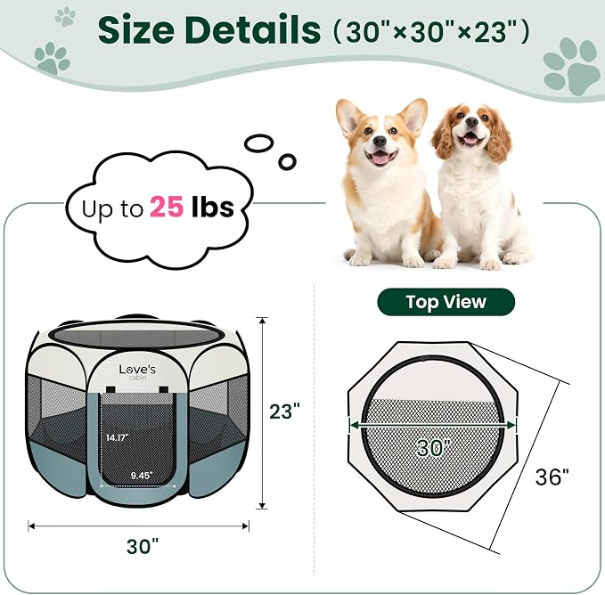 Love's cabin Pet Puppy Dog Playpen, Medium Dog Tent Crates Cage Indoor/Outdoor - Image 3