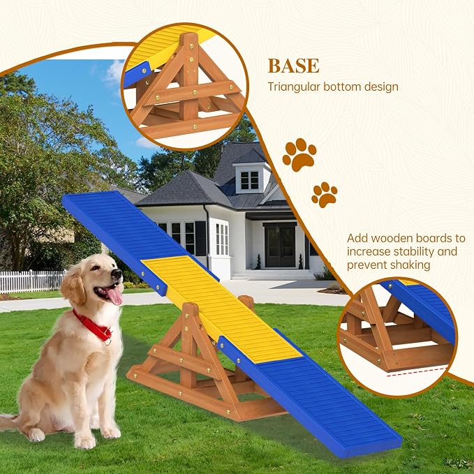 95" Wooden Dog Seesaw, Dogs Agility Course Backyard Set - Image 6