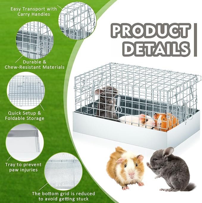 14 x 8 x 8 Inch 1 Hole Folding Guinea Pig Carrier Chinchilla Carrier Portable - Image 3