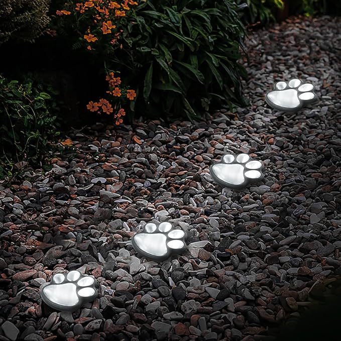 Animal Paw Print Solar Lights Outdoor Garden Decor, 4 Pack Paw Print Lights - Image 5