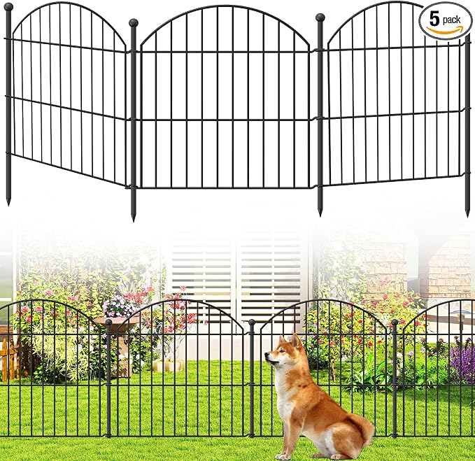 Decorative Garden Fence 24in x10ft, 5 Pack No Dig Fence Animal Barrier by Thrivinest