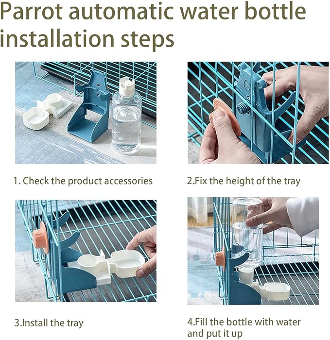No Mess Bird Feeder Water Dispenser Set, Automatic Parrot Feeder - Image 5