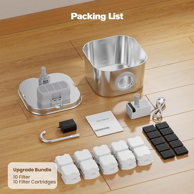 Stainless Steel Cat Water Fountain: 108oz/3.2L Pet Water Fountains Cat Watering - Image 9