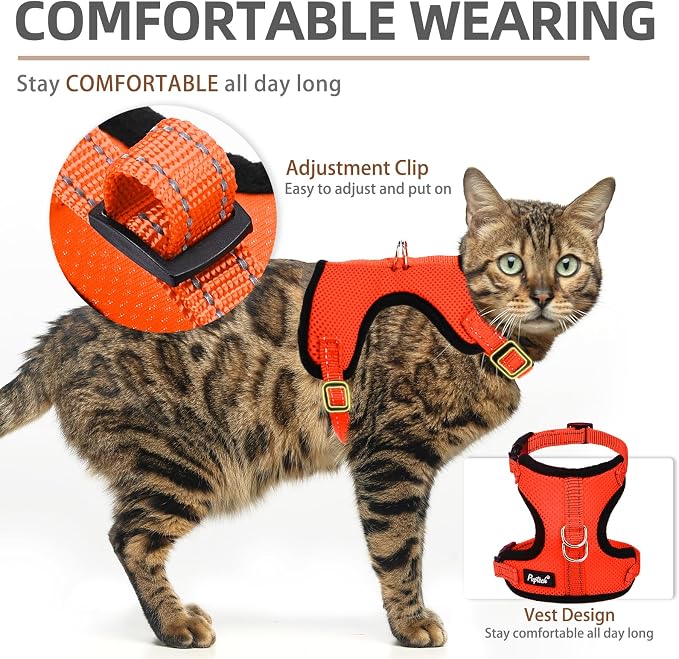 PUPTECK Cat Harness and Leash Set Escape Proof, Reflective Adjustable Soft Mesh - Image 4