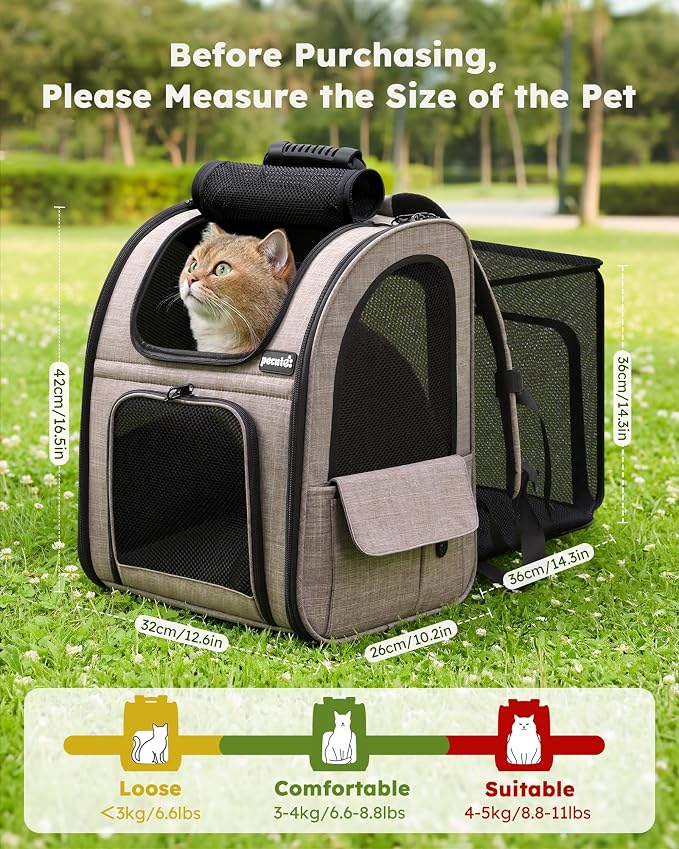 Pecute Cat Backpack Carrier Expandable, Pet Backpack - Image 2