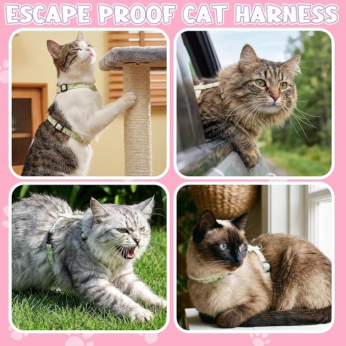 2 Pack Floral Cat Harness and Leash, Escape Proof Adjustable Kitten Harness - Image 6