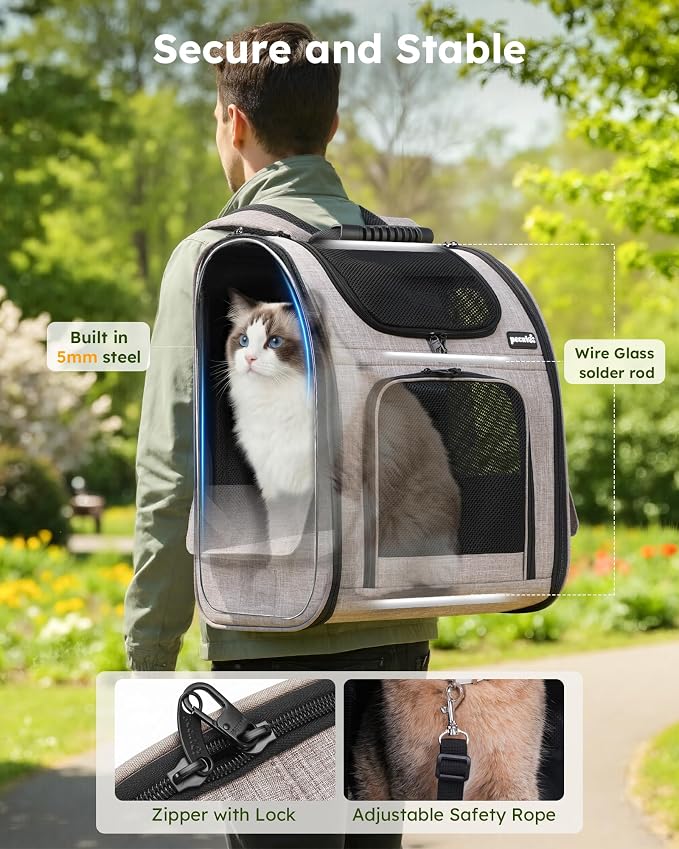 Pecute Cat Backpack Carrier XL, ExpandablePet Backpack - Image 5