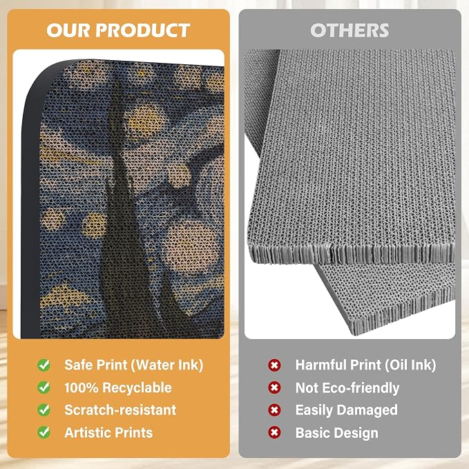 2 Pack Art Cat Scratcher, Wall-Mountable Cat Scratch Pad, Cat Wall Scratcher - Image 6