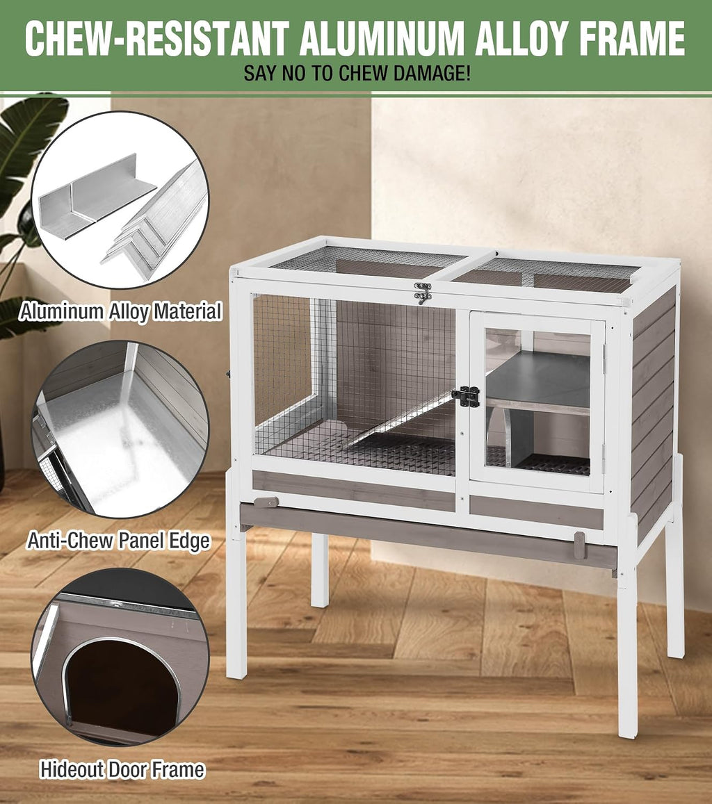 Guinea Pig Cage Indoor with Chew-Proof Edges, Clean Deep Tray | Rabbit - GlobalHabitat Supply