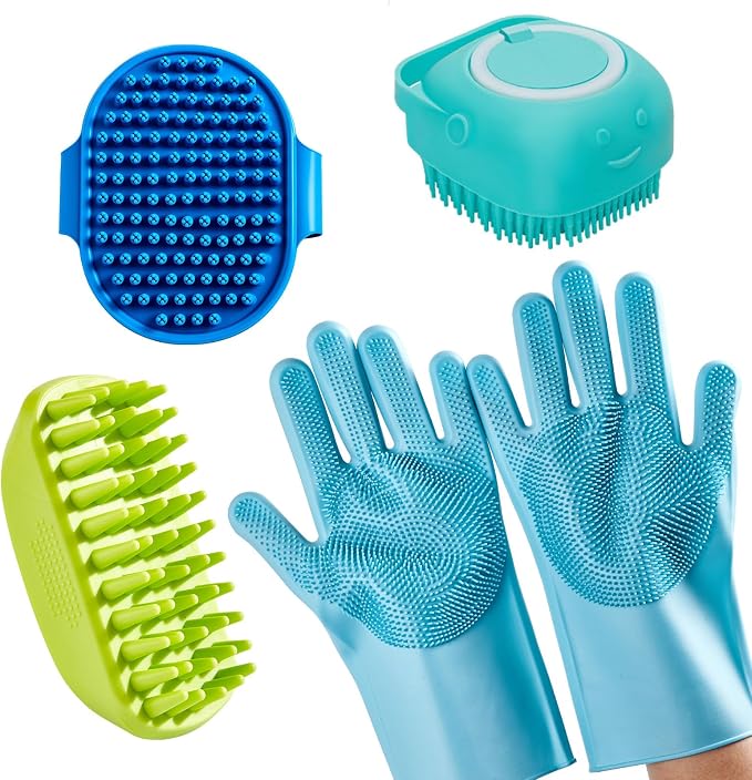 4-Piece Rubber Pet Grooming Kit by Unknown