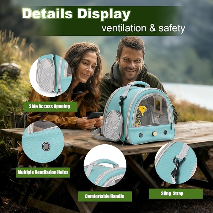 Parrot Travel Cage with Bird Cage Bells Mirror Set, Portable Small Bird - Image 4