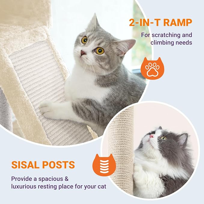 Allewie 81 Inches Tall Cat Tree/Multi-Level Large Climbing Tree House and Towers - Image 5
