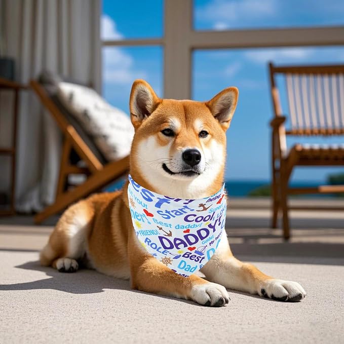 30 Pcs Fathers Day Small Dog Bandanas Bulk 25 Inch Love Dad Dog Bandanas - Image 6