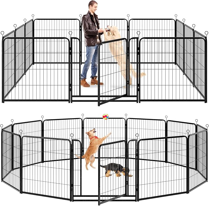 Dog Playpen Outdoor Extra Wide 12 Piece Panels Heavy Duty Dog Fence 32" Height by Committedtobetterpetlife