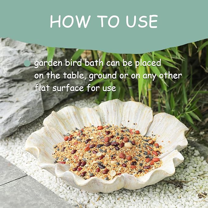 MUMTOP Bird Baths for Outdoors, Antique Outdoor Garden Bird Bath Resin Flower - Image 6