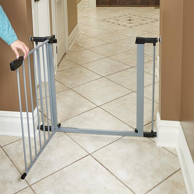 MidWest Homes for Pets 29-Inch High Walk-thru Pressure Mounted Gray Steel Dog - Image 5