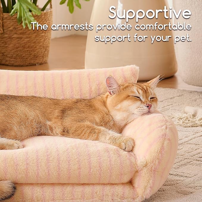 Hollypet Cat Bed Fluffy Plush Mutifuctional Double-Layer Soft Pet Couch - Image 4