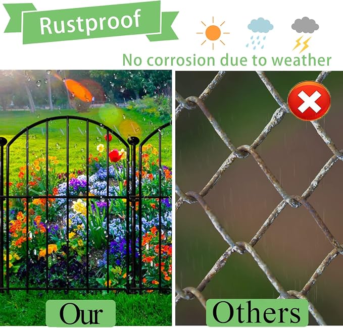 Decorative Garden Fence 17inx13in, 26 Pack Rustproof Metal No Dig Fence Animal - Image 4