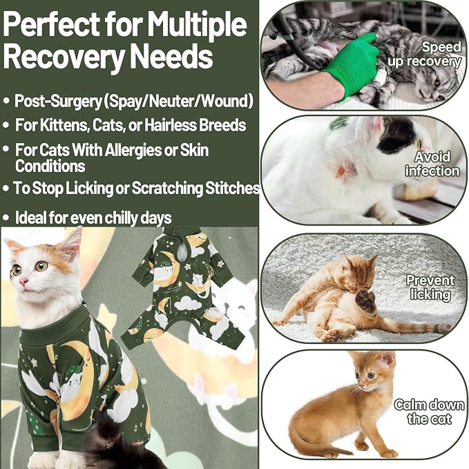 QBLEEV Cat Onesie for Cats After Surgery, Sticky Hair Cat Pajamas for Cats Only - Image 6