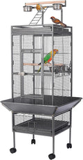 HSM 62 Inch Wrought Iron Bird Flight Cage with Rolling Stand - GlobalHabitat Supply