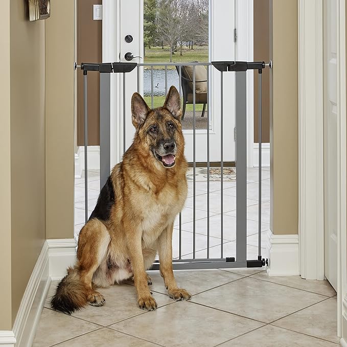 MidWest Homes for Pets 39-Inch High Walk-thru Pressure Mounted Gray Steel Dog by NewWorldPetProducts