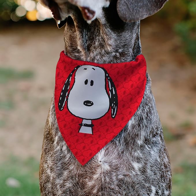 Peanuts Pet Bandana Peanuts Snoopy Face and Profile Pose Reds Slip On Collar - Image 4