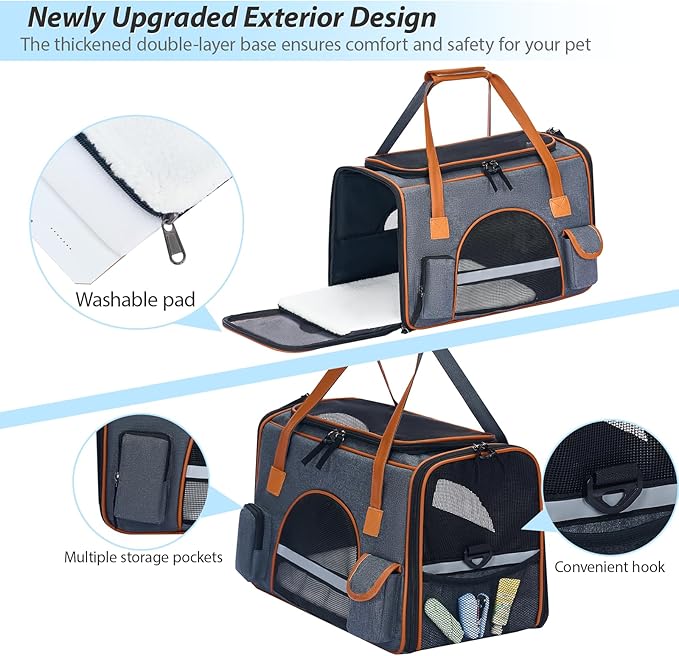Pesen 18x11x11 Inches Cat Carrier– Fits Pets Up to 16 lbs, Anti-Collapse Design - Image 4