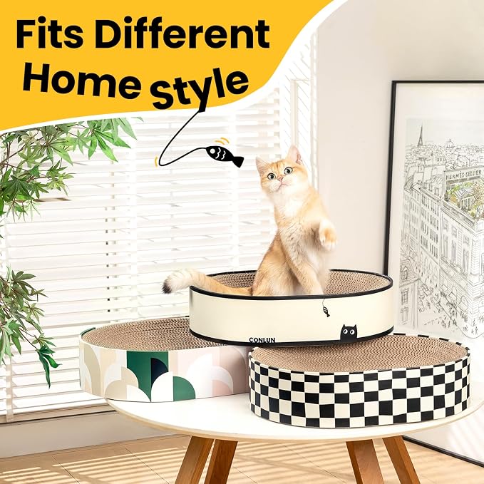 Large Oval Cat Scratcher Bowl, Cardboard Cat Scratching Pad & Lounge Bed - Image 8