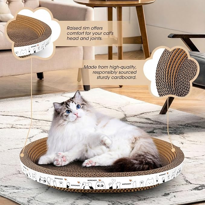 3Pack Extra Large Versatile Cardboard cat Scratcher & Lounger bed, High-Density - Image 2