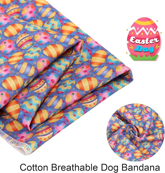 ARING PET Easter Dog Bandanas, Cute Purple Colorful Eggs Pet Bandana Scarf - Image 2