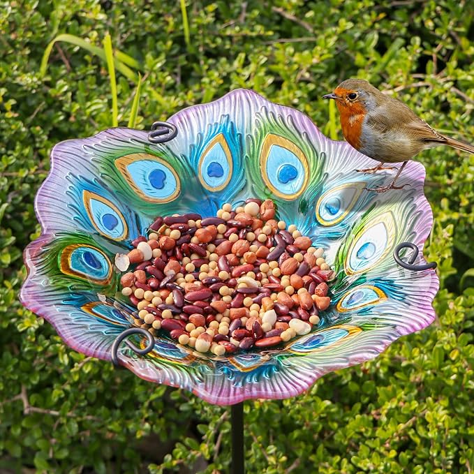 MUMTOP Glass Bird Bath, Garden Outdoor Birdbaths Birdfeeder - Image 5