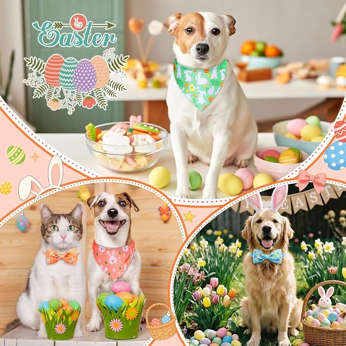 Sanwuta 50 Pcs Dog Bandanas and Collar Bow Ties Set 25 Bandanas Bulk 25 Charm - Image 6