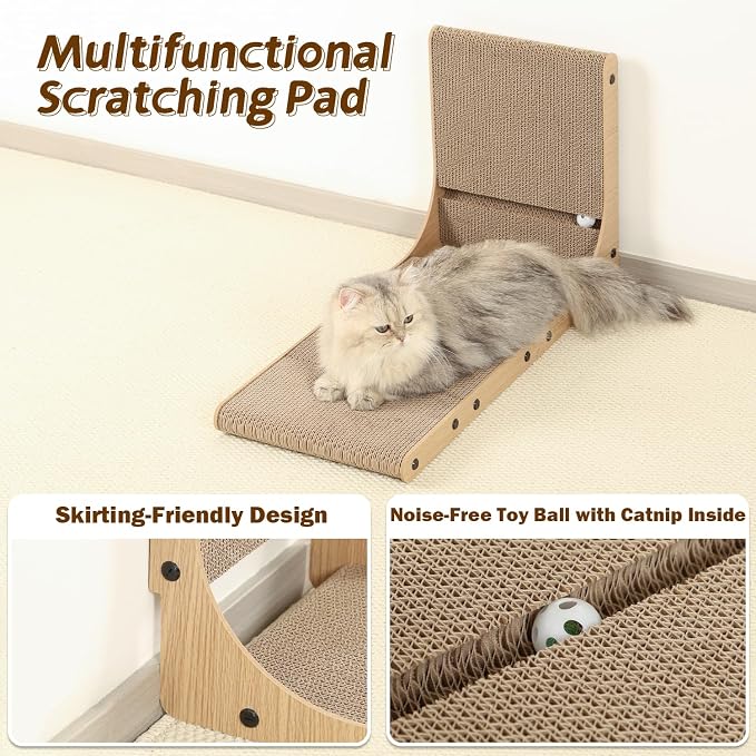 Zakkart 2-Pack Cat Scratching Board, 25.6'' Tall Cardboard L Shape Vertical Cat - Image 5
