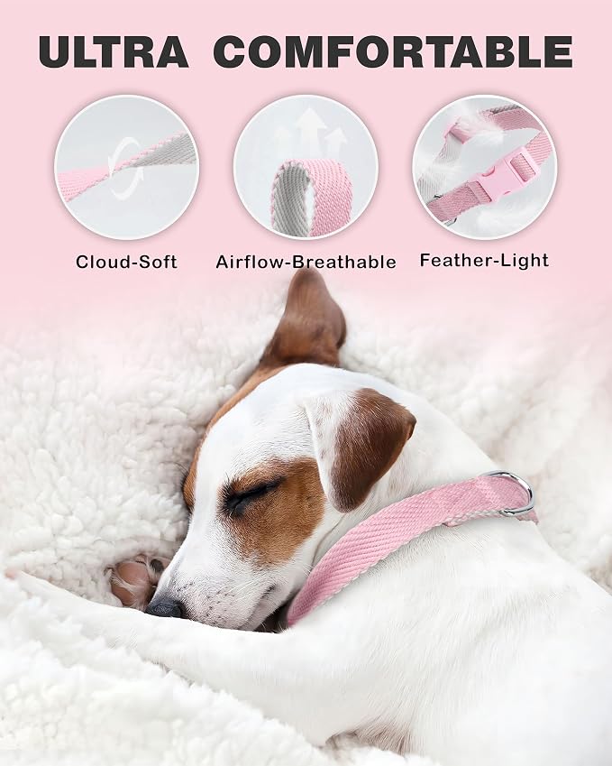 Dynmeow Soft and Breathable Cotton Dog Collar, Durable Adjustable Heavy-Duty - Image 4