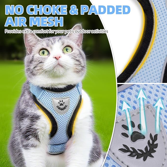 PUPTECK Cat Harness and Leash Set Escape Proof Reflective Cat Walking Harness - Image 3