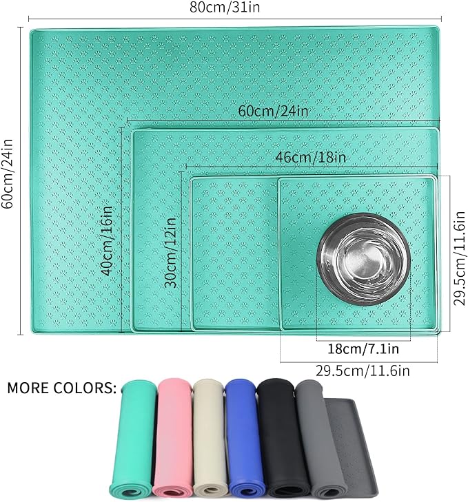 Ptlom Pet Placemat for Dog and Cat, Waterproof Non-Slip Silicone Feeding Bowl - Image 2