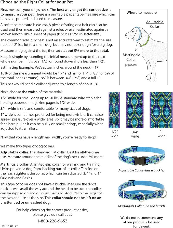 Large Dog Collar by Lupine 1" Wide Jelly Roll Design adjusts from 16" to 28" - Image 3