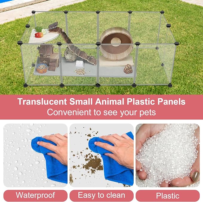 12 Panels Transparent Small Animals Playpen, Plastic Enclosure, Puppy Play Pen - Image 6