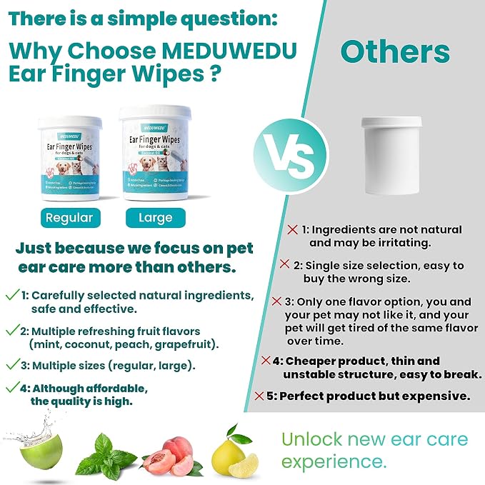 Ear Cleaner Finger Wipes 60 Counts, Dog Ear Cleaner, Soft & Easy Otic Cleaning - Image 7