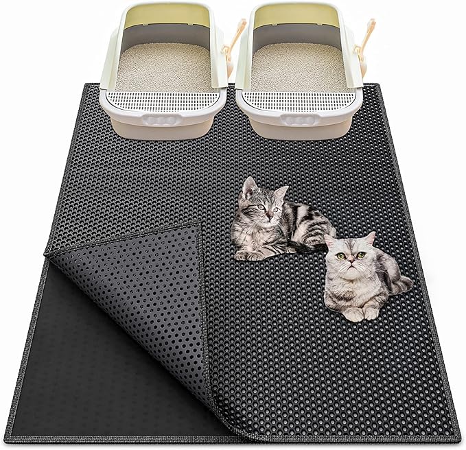 Cat Litter Box Mat: 36"x 30" Waterproof Kitty Cat Litter Trapping Mat, by Createabetterlifeforyou