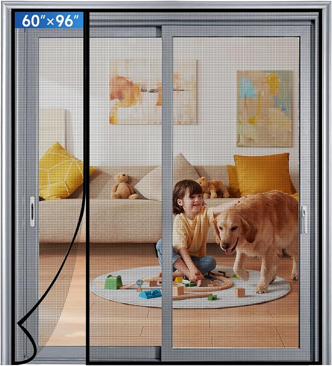 Magnetic Screen Door Mesh Left Right Side Opening Upgraded PET Material Mesh by Longeas