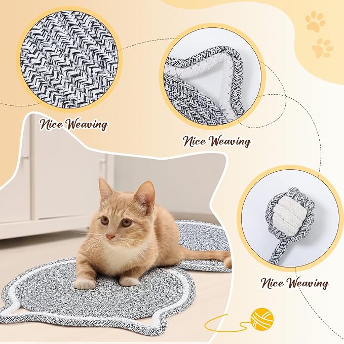 25.6 Inch Large Scratching Mat for Indoor Cats Natural Cotton Rope Flat - Image 3