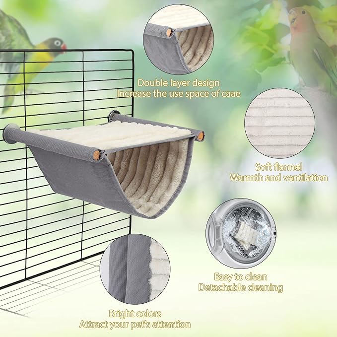 BWOGUE Winter Warm Bird Nest Bed Hanging Hammock Snuggle Hut Parrot House Tent - Image 4