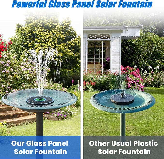 Yzert Solar Fountain Full Glass Panel No Battery, 3.5W Solar Bird Bath Fountains - Image 2