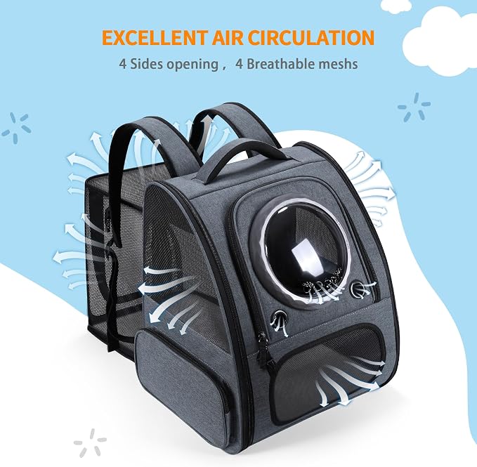 Bubble Cat Backpack Carrier, Expandable Cat Carrier Backpack, Breathable Pet - Image 5
