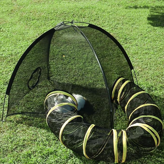 Outdoor Cat Enclosure with Circle Tunnel by YAVAYI
