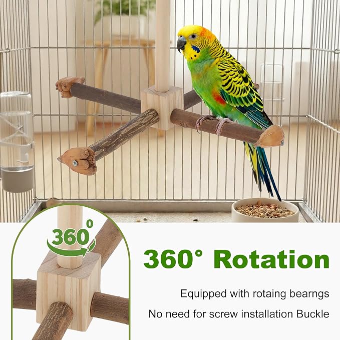 Rotating Bird Perches, Natural Wooden Perch - Image 3