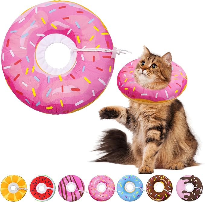 Cat Cone Soft Collar, Adjustable Cat Recovery Collars Kitten Cones to Stop by Seyezo